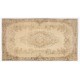 Antique Washed Vintage Handmade Turkish Oushak Wool Rug with Medallion Design. 3.9 x 6.8 Ft (116 x 205 cm)