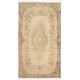 Antique Washed Vintage Handmade Turkish Oushak Wool Rug with Medallion Design. 3.9 x 6.8 Ft (116 x 205 cm)