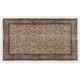 Turkish Oushak Accent Rug with Floral Design, Traditional Hand-Knotted 1960s Carpet. 3.9 x 6.8 Ft (116 x 205 cm)