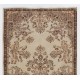 Turkish Oushak Accent Rug with Floral Garden Design, Hand-Knotted 1960s Carpet. 3.9 x 6.8 Ft (116 x 207 cm)