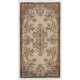 Turkish Oushak Accent Rug with Floral Garden Design, Hand-Knotted 1960s Carpet. 3.9 x 6.8 Ft (116 x 207 cm)