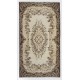 Vintage Handmade Turkish Oushak Accent Rug with Medallion Design. 3.9 x 7 Ft (116 x 212 cm)