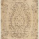 1960s Handmade Turkish Floral Medallion Design Rug, Antique Washed Carpet. 3.9 x 7.4 Ft (116 x 223 cm)