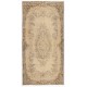 1960s Handmade Turkish Floral Medallion Design Rug, Antique Washed Carpet. 3.9 x 7.4 Ft (116 x 223 cm)