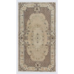 Turkish Handmade Vintage Rug with Baroque Style, Art for the Floor. 3.9 x 6.8 Ft (117 x 206 cm)