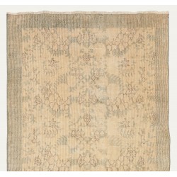 Antique Washed Vintage Oushak Accent Rug, Handmade carpet made in Turkey. 3.9 x 6.9 Ft (117 x 210 cm)
