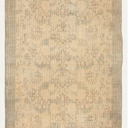 Antique Washed Vintage Oushak Accent Rug, Handmade carpet made in Turkey. 3.9 x 6.9 Ft (117 x 210 cm)
