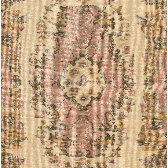 Hand-Knotted Vintage Turkish Rug, Home Decor Carpet. 3.9 x 6.7 Ft (118 x 204 cm)