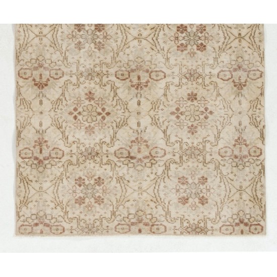 Floral Patterned Turkish Handmade Vintage Rug, Ideal for Office and Home Decor. 3.9 x 6.8 Ft (118 x 206 cm)