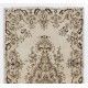 Floral Patterned Turkish Handmade Vintage Rug, Ideal for Office and Home Decor. 3.9 x 7.4 Ft (118 x 224 cm)
