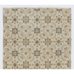Floral Patterned Turkish Handmade Vintage Rug, Ideal for Office and Home Decor. 4 x 7 Ft (119 x 212 cm)