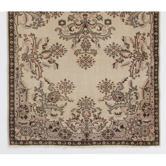 Turkish Oushak Handmade Vintage Rug with Floral Garden Design, Ideal for Office and Home Decor. 4 x 7 Ft (119 x 212 cm)