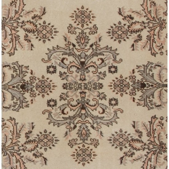 Turkish Oushak Handmade Vintage Rug with Floral Garden Design, Ideal for Office and Home Decor. 4 x 7 Ft (119 x 212 cm)