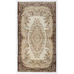 Turkish Oushak Handmade Vintage Rug with Floral Garden Design, Ideal for Office and Home Decor. 4 x 7 Ft (119 x 214 cm)