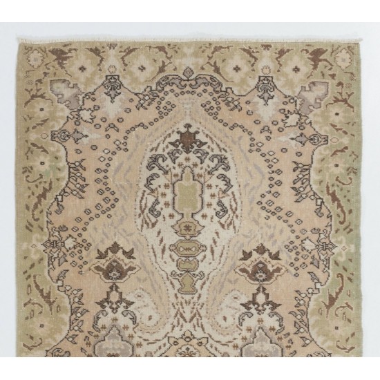 Handmade Vintage Rug from Turkey. 4 x 7.2 Ft (119 x 219 cm)