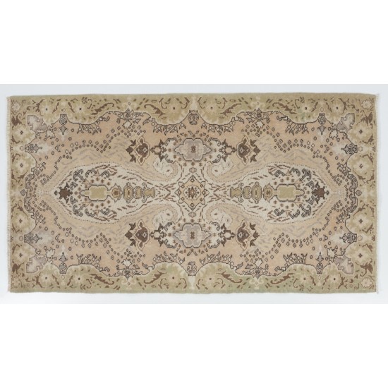 Handmade Vintage Rug from Turkey. 4 x 7.2 Ft (119 x 219 cm)