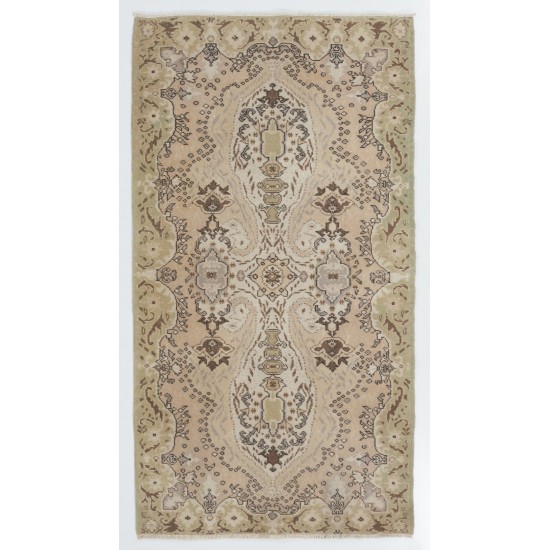 Handmade Vintage Rug from Turkey. 4 x 7.2 Ft (119 x 219 cm)