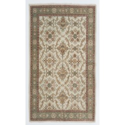 Vintage Floral Patterned Turkish Handmade Rug, Ideal for Office and Home Decor. 4 x 6.8 Ft (120 x 205 cm)