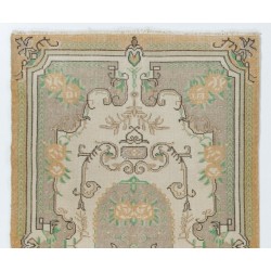 Vintage Floral Pattern Anatolian Handmade Rug, Ideal for Office and Home Decor. 4 x 6.8 Ft (120 x 207 cm)