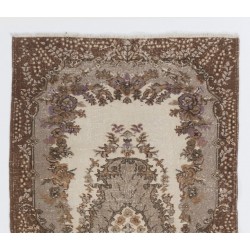 Handmade Vintage Rug, Floral Patterned Anatolian Carpet. 4 x 7 Ft (120 x 211 cm)