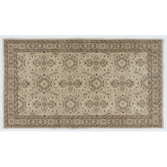 Handmade Vintage Rug, Floral Patterned Anatolian Carpet. 4 x 7 Ft (120 x 212 cm)