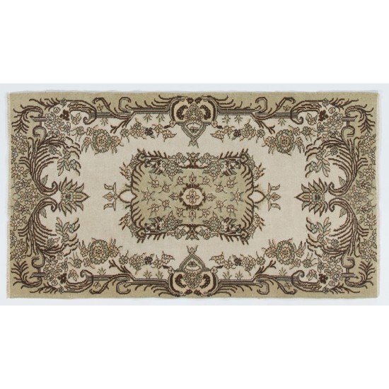 Hand-Knotted Vintage Turkish Rug, Home Decor Carpet. 4 x 7 Ft (120 x 213 cm)