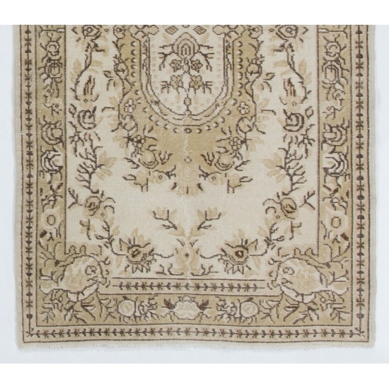 French Aubusson Design Rug, Hand-Knotted Vintage Turkish Carpet. 4 x 7 Ft (120 x 215 cm)