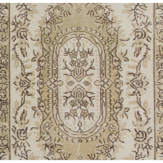 French Aubusson Design Rug, Hand-Knotted Vintage Turkish Carpet. 4 x 7 Ft (120 x 215 cm)