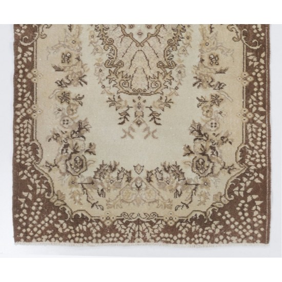 Hand-Knotted Vintage Turkish Oushak Accent Rug, Ideal for Home and Office Decor. 4 x 6.9 Ft (121 x 210 cm)