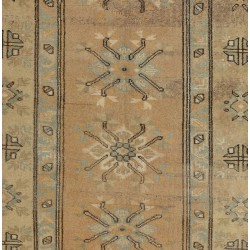 Hand-Knotted Vintage Turkish Oushak Rug Made of Wool. 4 x 6.4 Ft (122 x 195 cm)
