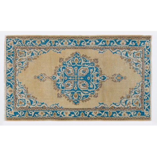 Hand-Knotted Vintage Turkish Oushak Accent Rug, Ideal for Home and Office Decor. 4 x 6.7 Ft (122 x 203 cm)