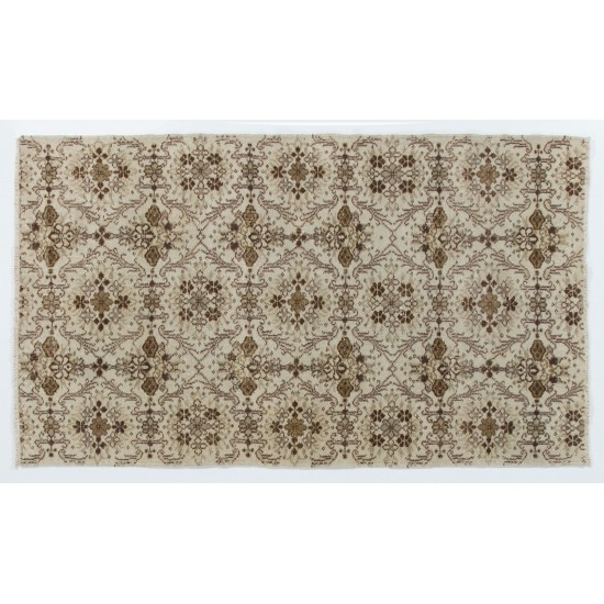 Hand-Knotted Vintage Turkish Oushak Rug, Ideal for Home and Office Decor. 4 x 6.8 Ft (122 x 207 cm)