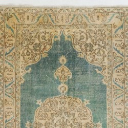 Hand-Knotted Vintage Turkish Rug, Home Decor Wool Carpet. 4 x 7 Ft (122 x 215 cm)