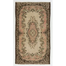 Hand-Knotted Vintage Turkish Rug, Home Decor Wool Carpet. 4 x 7.2 Ft (122 x 217 cm)