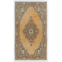 Hand-Knotted Vintage Turkish Rug, Home Decor Wool Carpet. 4 x 7.3 Ft (122 x 220 cm)