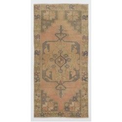 Hand-Knotted Vintage Central Anatolian Rug Made of Wool. 4 x 8.3 Ft (122 x 252 cm)