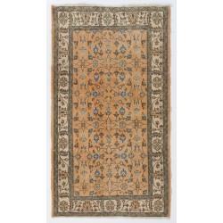 Hand-Knotted Vintage Turkish Rug, Home Decor Wool Carpet. 4 x 7 Ft (124 x 214 cm)