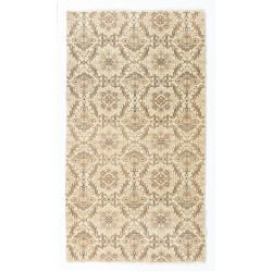 Handmade Vintage Rug, Floral Patterned Anatolian Carpet. 4.2 x 7.4 Ft (126 x 225 cm)