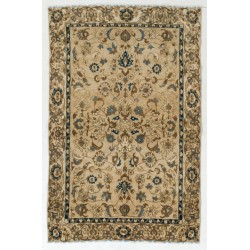 Mid-Century Handmade Turkish Rug, Great for Office and Home Decor. 4.2 x 6.4 Ft (128 x 195 cm)