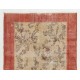 Handmade Vintage Accent Rug, Floral Design Central Anatolian Carpet. 4.6 x 7.5 Ft (140 x 227 cm)