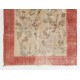 Handmade Vintage Accent Rug, Floral Design Central Anatolian Carpet. 4.6 x 7.5 Ft (140 x 227 cm)