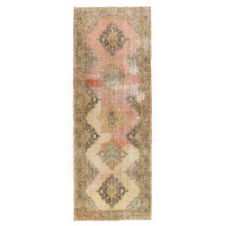 Vintage Handmade Turkish Runner Rug, Ideal for Hallway Decor. 4.6 x 12.9 Ft (140 x 392 cm)