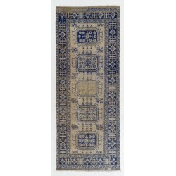 Vintage Handmade Turkish Runner Rug for Hallway Decor. 4.8 x 11.8 Ft (144 x 357 cm)
