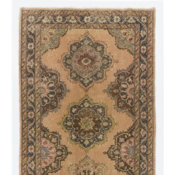 Mid-Century Handmade Turkish Oushak Runner Rug, Authentic Wool Corridor Carpet. 5 x 12.2 Ft (150 x 370 cm)