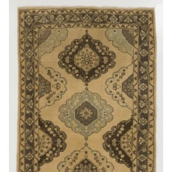 Mid-Century Handmade Turkish Oushak Runner Rug, Authentic Wool Corridor Carpet. 5 x 11.7 Ft (152 x 356 cm)