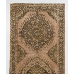 Mid-Century Handmade Turkish Oushak Runner Rug, Authentic Wool Corridor Carpet. 5 x 12.6 Ft (152 x 383 cm)