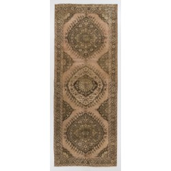 Mid-Century Handmade Turkish Oushak Runner Rug, Authentic Wool Corridor Carpet. 5 x 12.6 Ft (152 x 383 cm)
