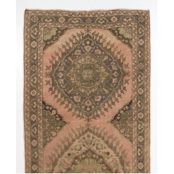 Mid-Century Handmade Turkish Oushak Runner Rug, Authentic Wool Corridor Carpet. 5 x 12.8 Ft (152 x 390 cm)