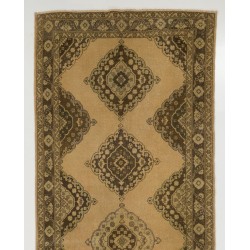 Mid-Century Handmade Turkish Oushak Runner Rug, Authentic Wool Corridor Carpet. 5 x 13.2 Ft (152 x 400 cm)