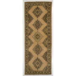Mid-Century Handmade Turkish Oushak Runner Rug, Authentic Wool Corridor Carpet. 5 x 13.2 Ft (152 x 400 cm)